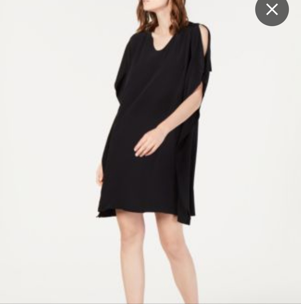 EILEEN FISHER | L Kimono Cold Shoulder Midi Dress | tencel lyocell | black